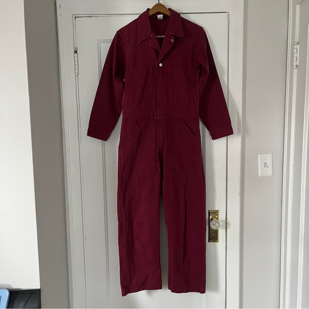 Big Bud Press Everyday Jumpsuit Long Sleeve Burgundy Red Size Small